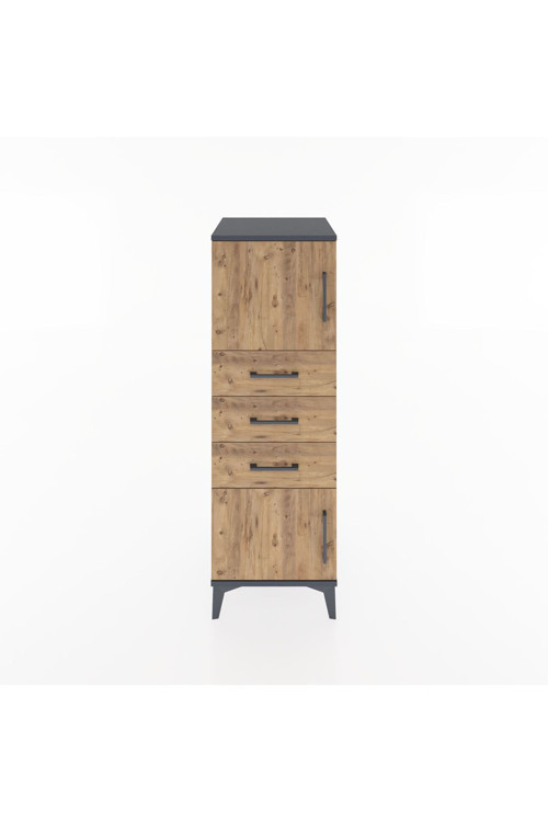 Hyperion Dolap 1 Raflı 3 Çekmeceli 2 Kapaklı 44 x 44 x 134 cm Antrasit - Çam