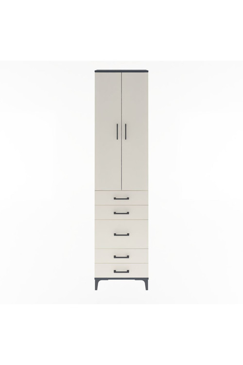 Arges Dolap 4 Raflı 5 Çekmeceli 2 Kapaklı 60x30x243 Antrasit-Aytaşı