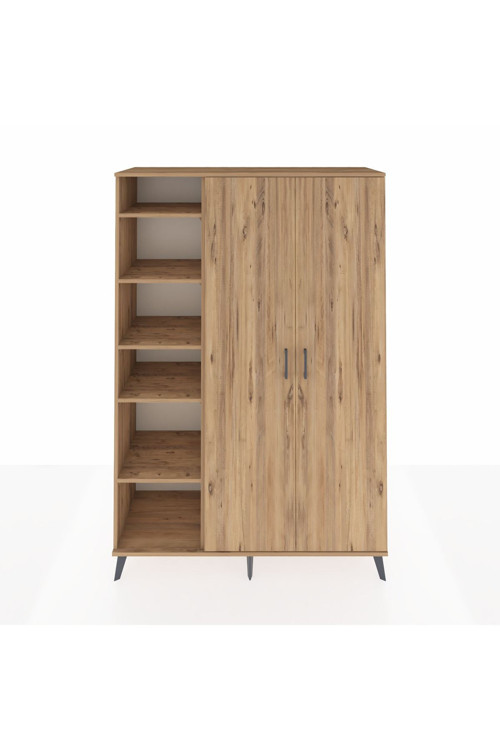 Hyperion Gardrop 7 Raflı 2 Kapaklı Tek Askılı 132x44x195 Çam-Çam