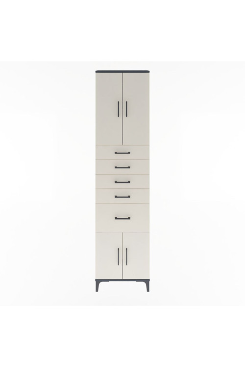 Arges Dolap 2 Raflı 5 Çekmeceli 4 Kapaklı 60 x 30 x 243 cm Antrasit - Aytaşı