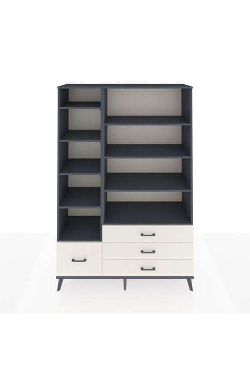 Hyperion Dolap 9 Raflı 4 Çekmeceli 132 x 44 x 195 cm Antrasit - Antrasit - Aytaşı