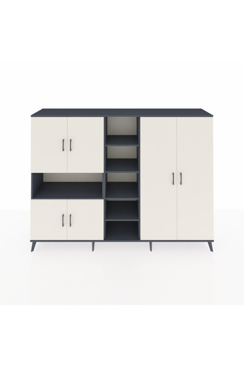 Hyperion Dolap 13 Raflı 6 Kapaklı 220x44x163 Antrasit-Aytaşı/Antrasit