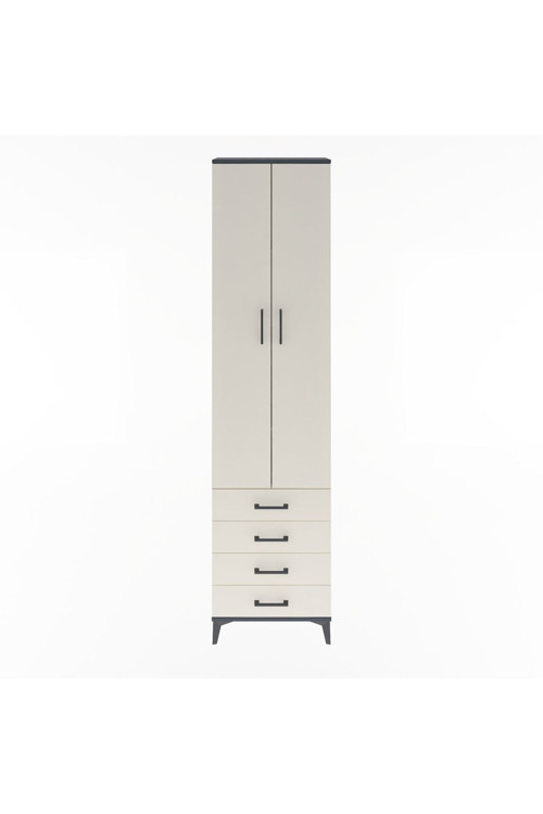 Arges Dolap 4 Raflı 4 Çekmeceli 2 Kapaklı 60x30x243 Antrasit-Aytaşı