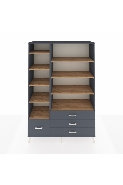 Hyperion Dolap 9 Raflı 4 Çekmeceli 132 x 44 x 195 cm Antrasit - Çam - Antrasit
