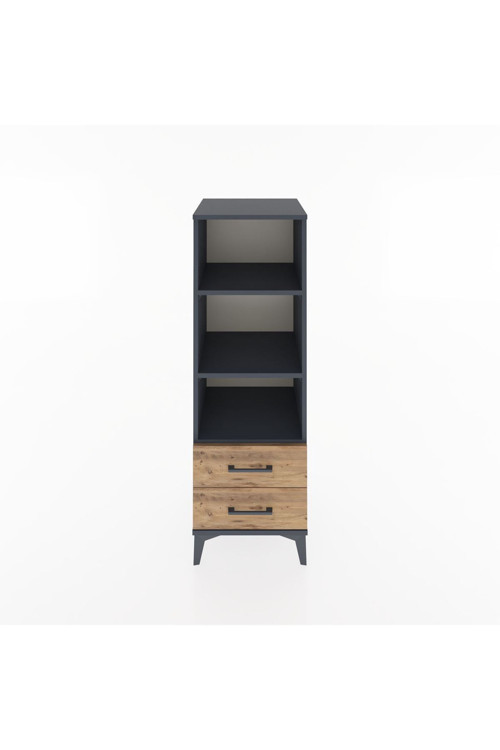 Hyperion Dolap 3 Raflı 2 Çekmeceli 44x44x134 Antrasit-Çam