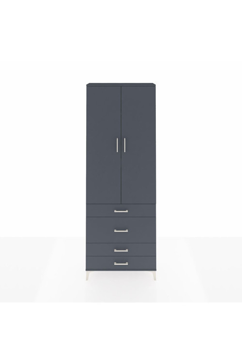 Arges Dolap 3 Raflı 4 Çekmeceli 2 Kapaklı 88x30x243 Antrasit-Antrasit