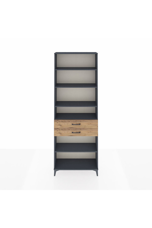 Arges Dolap 5 Raflı 2 Çekmeceli 88x30x243 Antrasit-Çam