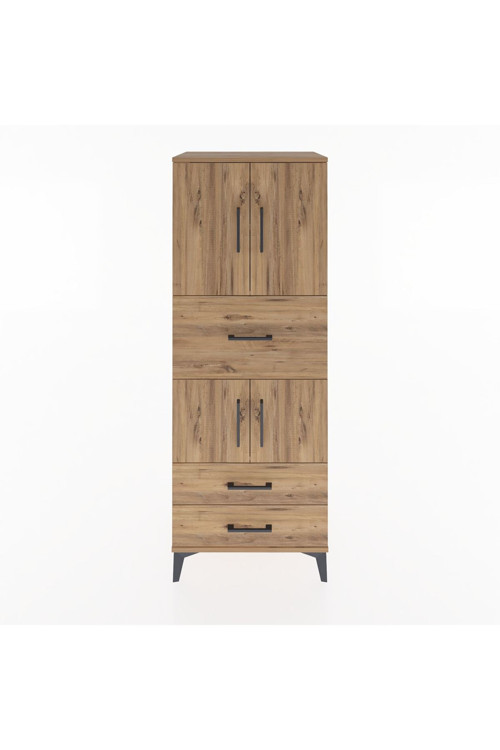 Hyperion Dolap 3 Raflı 3 Çekmeceli 4 Kapaklı 60x44x163 Çam-Çam