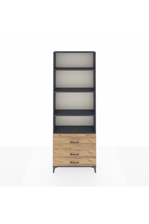 Arges Dolap 4 Raflı 3 Çekmeceli 88x30x243 Antrasit-Çam