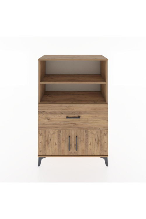 Hyperion Dolap 2 Raflı Tek Çekmeceli 2 Kapaklı 88x44x134 Çam-Çam
