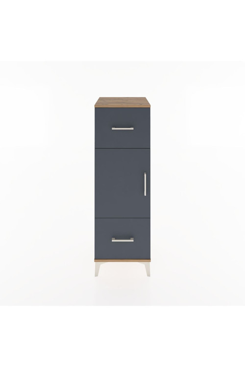 Hyperion Dolap 2 Raflı 2 Çekmeceli Tek Kapaklı 44x44x134 Çam-Antrasit