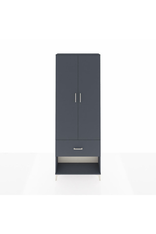 Arges Dolap Tek Raflı Tek Çekmeceli Tek Askılı 88x30x243 Antrasit-Antrasit