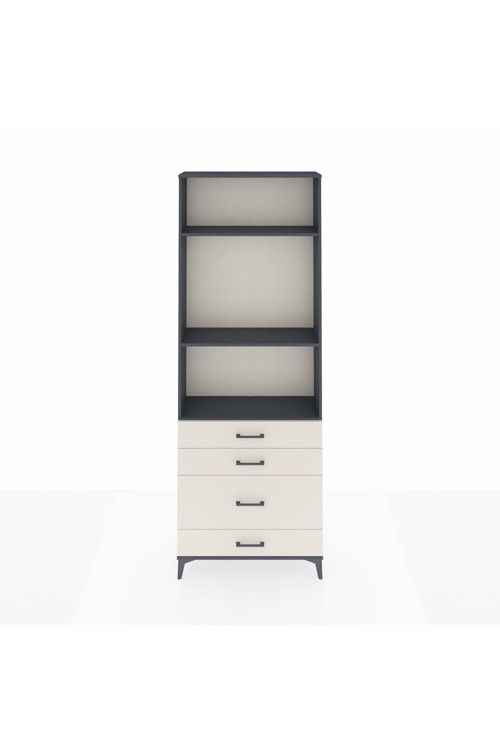Arges Dolap 3 Raflı 4 Çekmeceli 88x30x243 Antrasit-Aytaşı