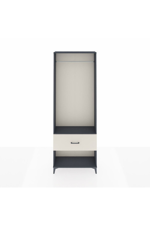 Arges Dolap Tek Raflı Tek Çekmeceli Tek Askılı 88x30x243 Antrasit-Aytaşı