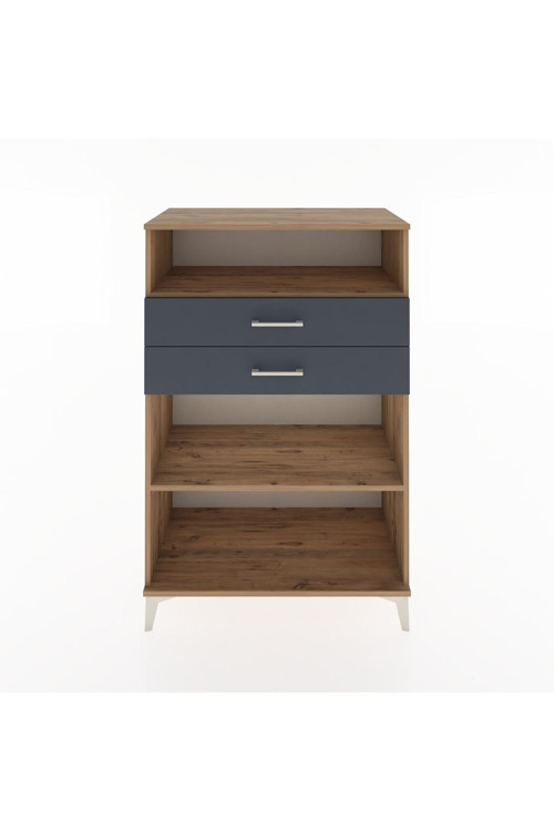 Hyperion Dolap 2 Raflı 2 Çekmeceli 88x44x134 Çam-Antrasit