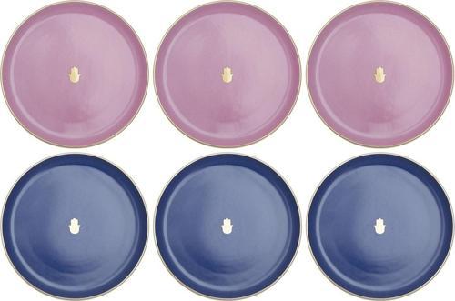 Glamorous Lacivert Pembe Pasta Tabağı 20cm 6 Parça