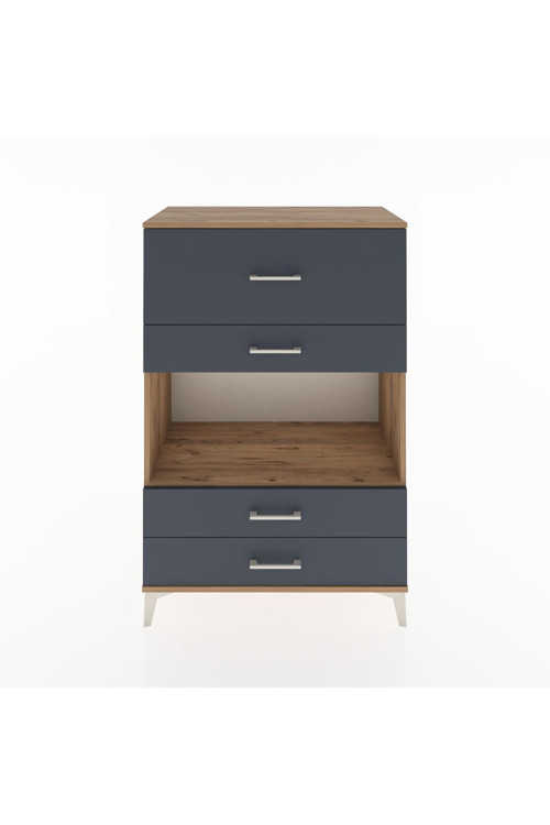 Hyperion Dolap Tek Raflı 4 Çekmeceli 88x44x134 Çam-Antrasit