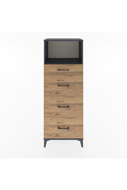 Hyperion Dolap 1 Raflı 4 Çekmeceli 60 x 44 x 163 cm Antrasit - Çam