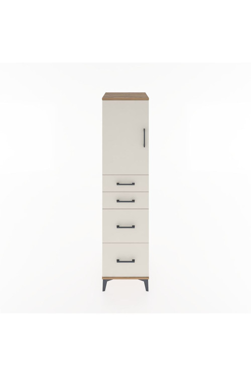 Hyperion Dolap Tek Raflı 4 Çekmeceli Tek Kapaklı 44x44x182 Çam-Aytaşı