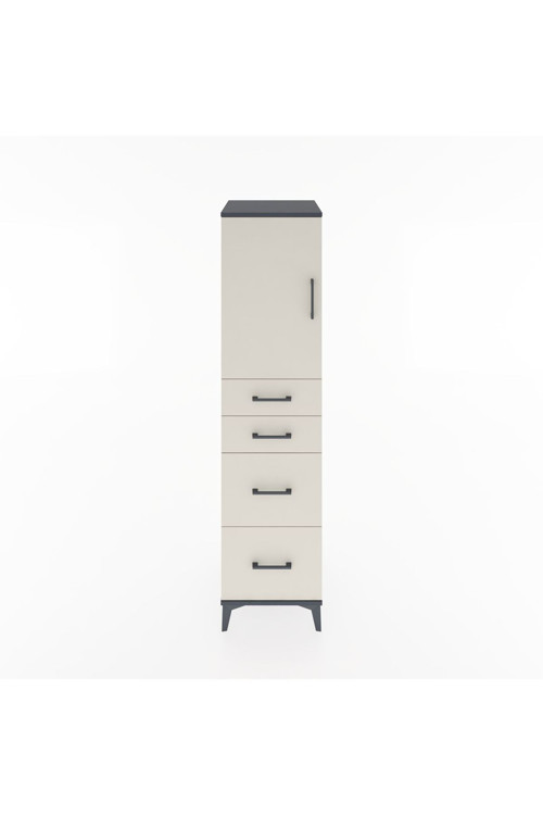Hyperion Dolap Tek Raflı 4 Çekmeceli Tek Kapaklı 44x44x182 Antrasit-Aytaşı