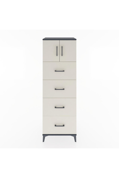 Hyperion Dolap Tek Raflı 4 Çekmeceli 2 Kapaklı 60x44x182 Antrasit-Aytaşı
