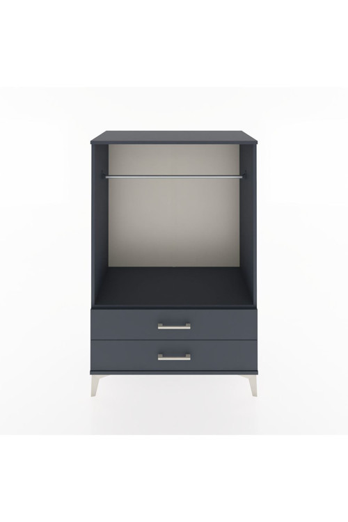 Hyperion Dolap Tek Raflı 2 Çekmeceli Tek Askılı 88x44x134 Antrasit-Antrasit