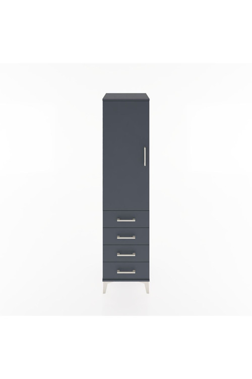 Hyperion Dolap 1 Raflı 4 Çekmeceli 1 Askılı 44 x 44 x 182 cm Antrasit - Antrasit
