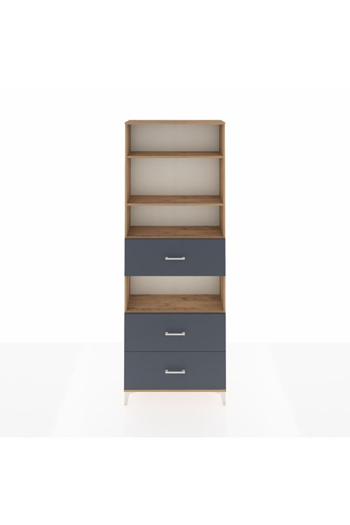 Arges Dolap 4 Raflı 3 Çekmeceli 88x30x243 Çam-Antrasit