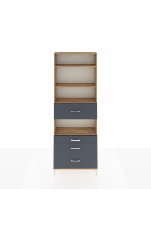 Arges Dolap 4 Raflı 4 Çekmeceli 88x30x243 Çam-Antrasit