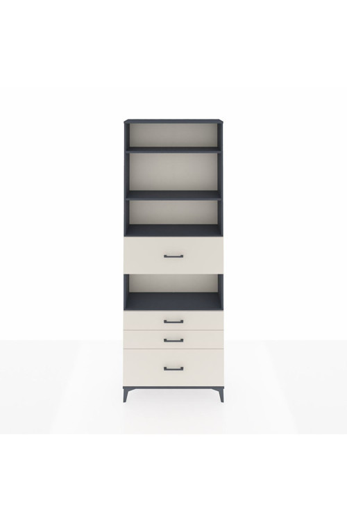 Arges Dolap 4 Raflı 4 Çekmeceli 88x30x243 Antrasit-Aytaşı