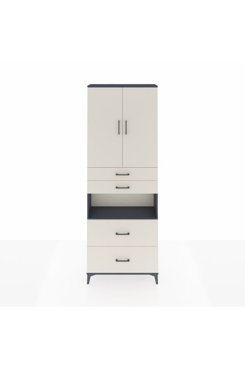 Arges Dolap 4 Raflı 4 Çekmeceli 2 Kapaklı 88x30x243 Antrasit-Aytaşı