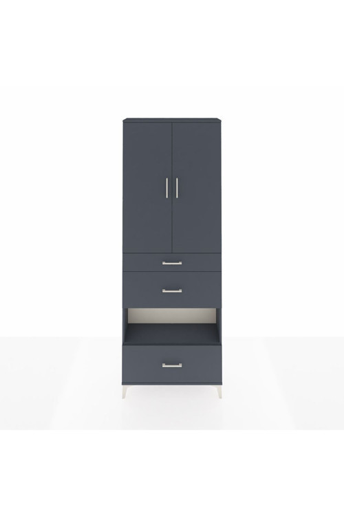 Arges Dolap 4 Raflı 3 Çekmeceli 2 Kapaklı 88x30x243 Antrasit-Antrasit