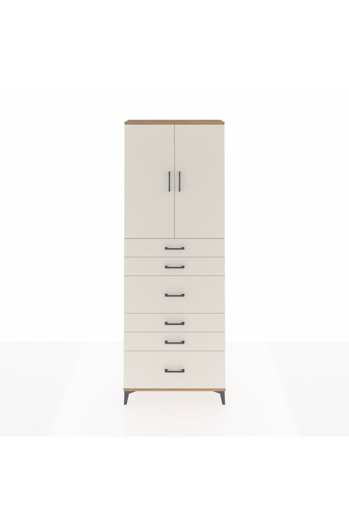 Arges Dolap 3 Raflı 6 Çekmeceli 2 Kapaklı 88x30x243 Çam-Aytaşı