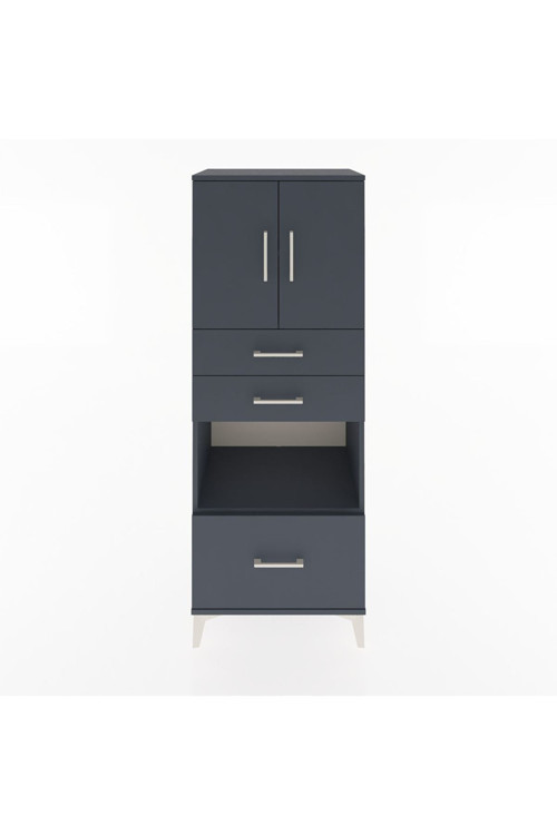 Hyperion Dolap 3 Raflı 3 Çekmeceli 2 Kapaklı 60x44x163 Antrasit-Antrasit