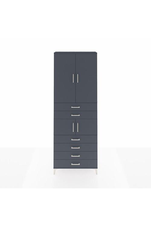 Arges Dolap 4 Raflı 6 Çekmeceli 4 Kapaklı 88x30x243 Antrasit-Antrasit