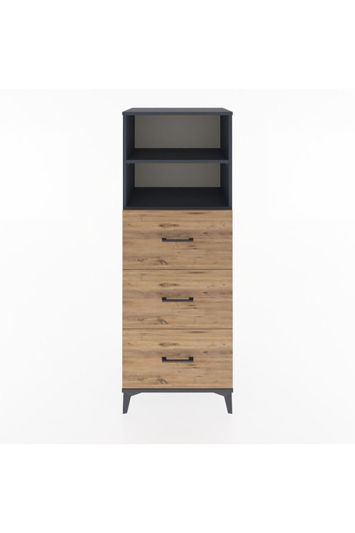 Hyperion Dolap 2 Raflı 3 Çekmeceli 60x44x163 Antrasit-Çam