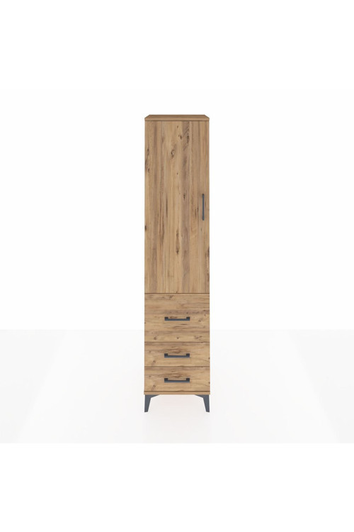 Hyperion Dolap 2 Raflı 3 Çekmeceli Tek Askılı 44x44x195 Çam-Çam