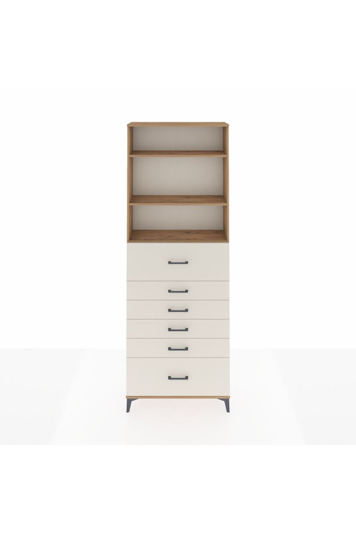 Arges Dolap 3 Raflı 6 Çekmeceli 88x30x243 Çam-Aytaşı