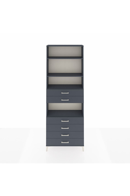 Arges Dolap 4 Raflı 6 Çekmeceli 88x30x243 Antrasit-Antrasit