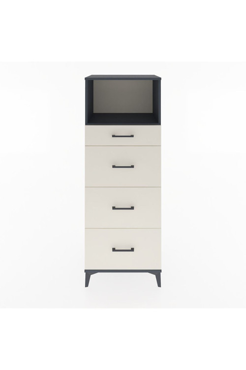 Hyperion Dolap Tek Raflı 4 Çekmeceli 60x44x163 Antrasit-Aytaşı