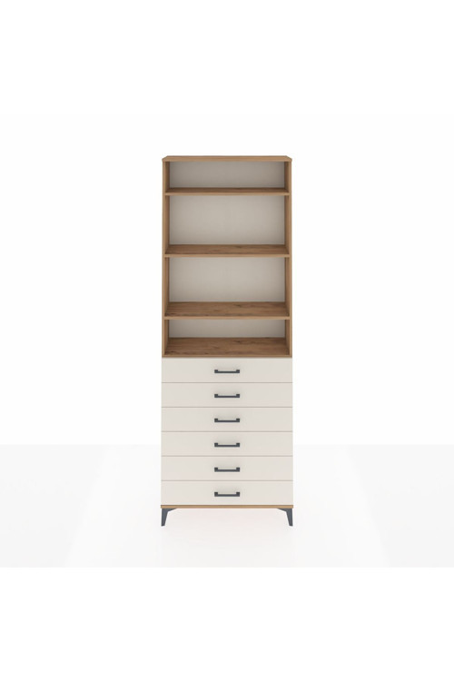 Arges Dolap 4 Raflı 6 Çekmeceli 88x30x243 Çam-Aytaşı