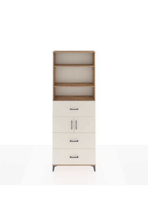 Arges Dolap 4 Raflı 3 Çekmeceli 2 Kapaklı 88x30x243 Çam-Aytaşı