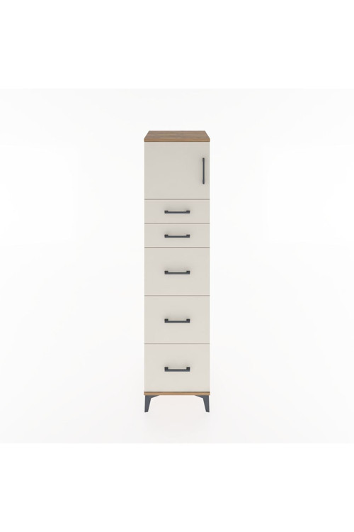 Hyperion Dolap Tek Raflı 5 Çekmeceli Tek Kapaklı 44x44x182 Çam-Aytaşı