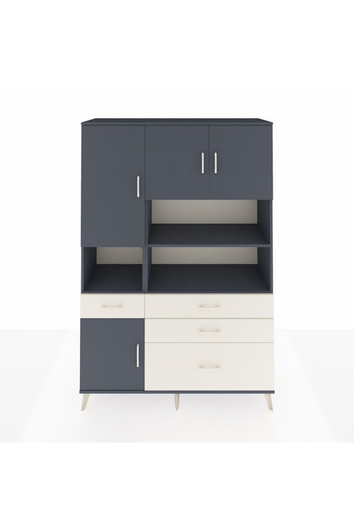 Hyperion Dolap 9 Raflı 4 Çekmeceli 4 Kapaklı 132x44x195 Antrasit-Antrasit/Aytaşı