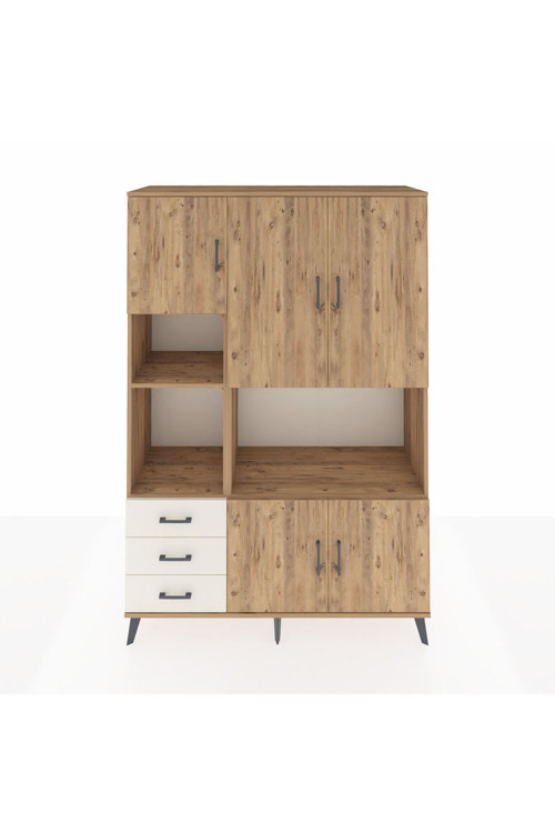 Hyperion Dolap 9 Raflı 3 Çekmeceli 5 Kapaklı 132x44x195 Çam-Çam/Aytaşı