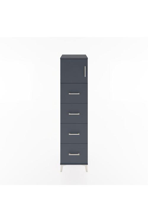 Hyperion Dolap Tek Raflı 4 Çekmeceli Tek Kapaklı 44x44x182 Antrasit-Antrasit