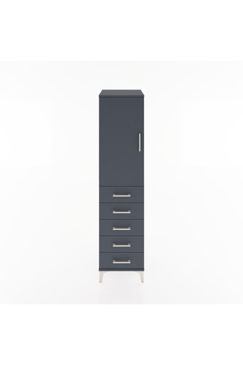 Hyperion Dolap 1 Raflı 5 Çekmeceli 1 Askılı 44 x 44 x 182 cm Antrasit - Antrasit