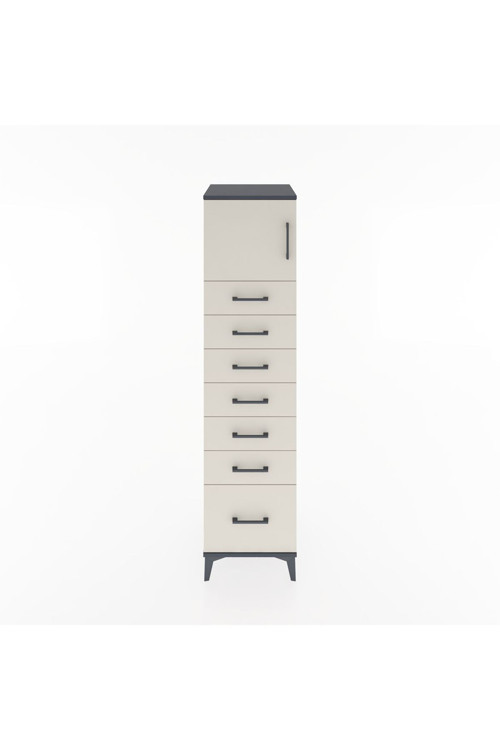 Hyperion Dolap Tek Raflı 7 Çekmeceli Tek Kapaklı 44x44x182 Antrasit-Aytaşı