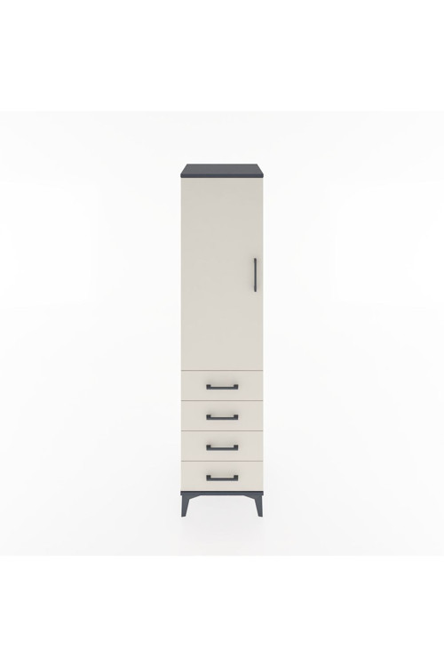 Hyperion Dolap 1 Raflı 4 Çekmeceli 1 Askılı 44 x 44 x 182 cm Antrasit - Aytaşı