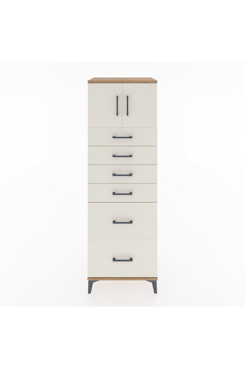 Hyperion Dolap Tek Raflı 6 Çekmeceli 2 Kapaklı 60x44x182 Çam-Aytaşı